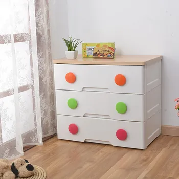 Wooden Top 3 Drawer Chest-Color Knob 71x42x61cm