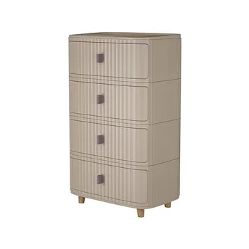 4 Layer Plastic Storage Drawer-Coffee 42x32x83cm